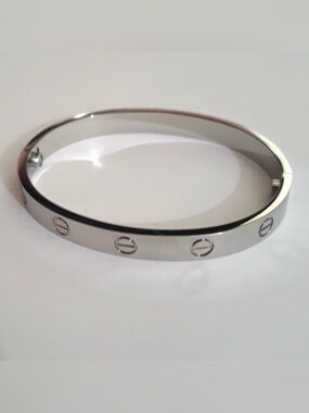 Generic Clip On Silver Screw Cuff Bangle Bracelet